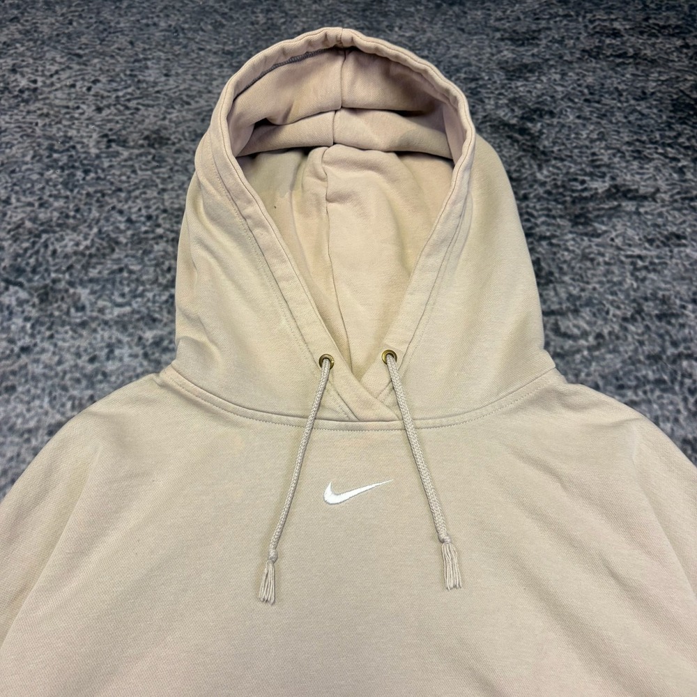 Nike Center Swoosh Hoodie Mens XL Oversized Boxy Tan Athleisure Casual
